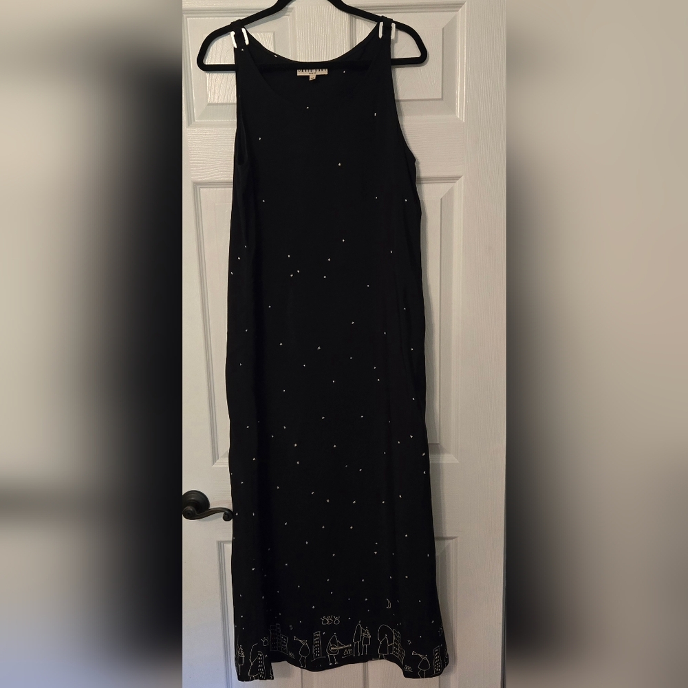 David Dart Vintage Maxi Sleevless Dress Jumper Cityscape Art To Wear Sz M